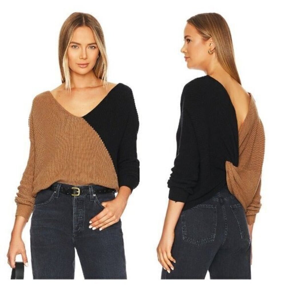 Superdown Trish Knot Sweater - Brown & Black